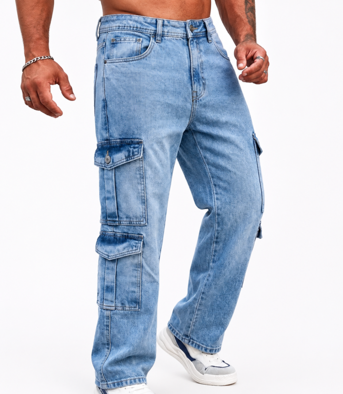 Premium Light Blue Cargo Jeans BD Premium Light Blue Cargo Jeans BD