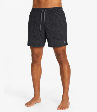Men’s black tropical print swim shorts by Z MAN FASHION, lightweight and quick-dry beachwear