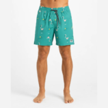 Men’s tropical patterned swim shorts from Z MAN FASHION – teal quick-dry fabric with island-inspired prints, elastic waistband with adjustable drawstring.