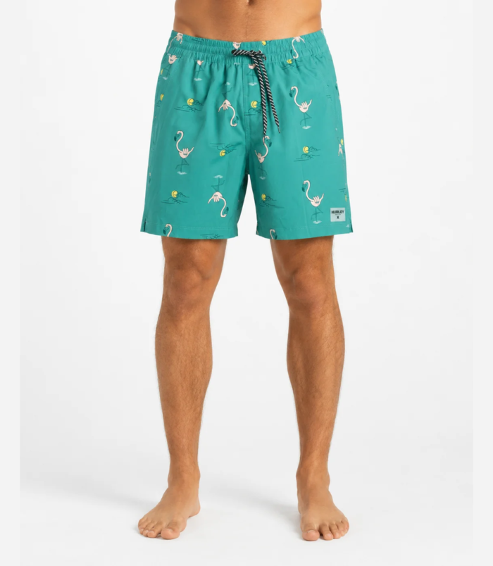 Men’s tropical patterned swim shorts from Z MAN FASHION – teal quick-dry fabric with island-inspired prints, elastic waistband with adjustable drawstring. Men’s tropical patterned swim shorts from Z MAN FASHION – teal quick-dry fabric with island-inspired prints, elastic waistband with adjustable drawstring.