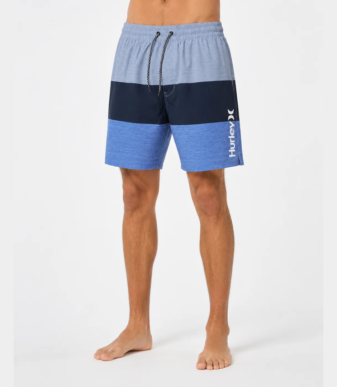 Men wearing Z MAN FASHION tropical patterned swim shorts – quick-dry, colorblock beachwear for summer